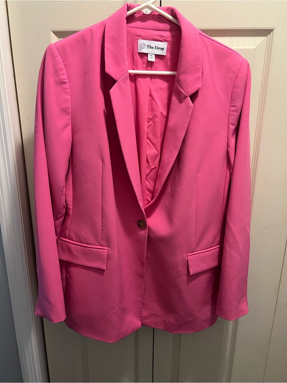 The Drop Women's Pink Single-Button Blazer